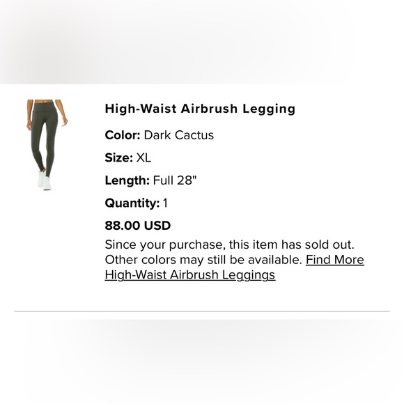 ALO Yoga High-Waist Airbrush Legging, Dark Cactus (Green) - Picture 3 of 3
